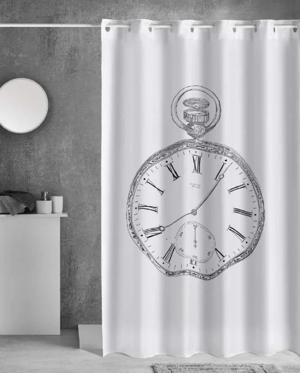 CORTINA BAÑO RELOJ